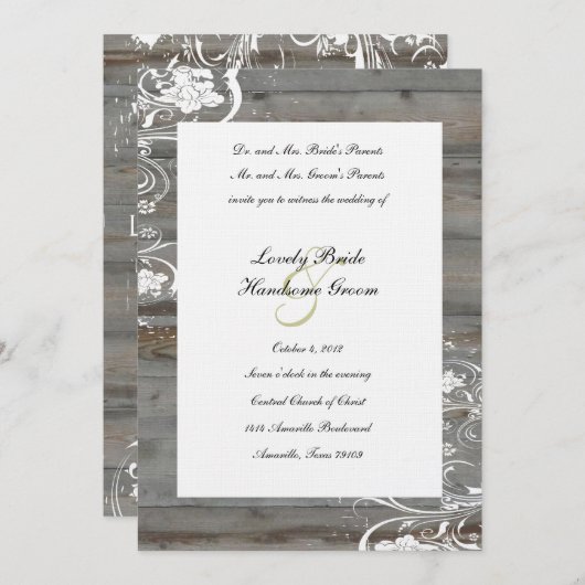 Einladung zur Hochzeit von Holz (Vorne/Hinten)