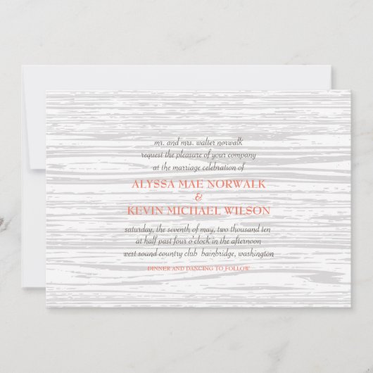 Einladung zur Hochzeit von Holzkörnern (Vorderseite)