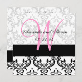 Einladung zur Hochzeit von hübsch Damask Pink Mono (Vorne/Hinten)