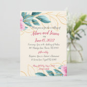 Einladung zur Hochzeit von hübschen Blumenrosa (Stehend Vorderseite)