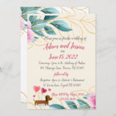 Einladung zur Hochzeit von hübschen Blumenrosa (Vorne/Hinten)