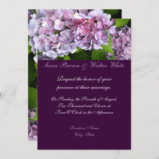 Einladung zur Hochzeit von Hydrangea (Vorne/Hinten)