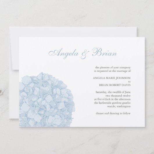 Einladung zur Hochzeit von Hydrangea (Vorderseite)