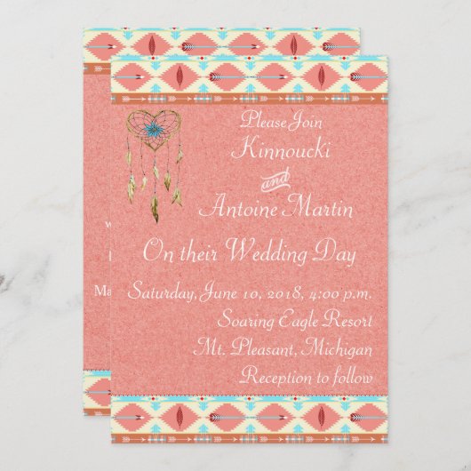 Einladung zur Hochzeit von Indianern (Vorne/Hinten)