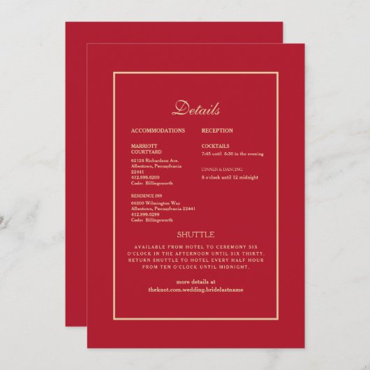 Einladung zur Hochzeit von indischem Rot & Gold (Vorne/Hinten)