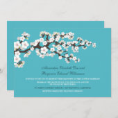 Einladung zur Hochzeit von Kirschblüten (Aqua) (Vorne/Hinten)