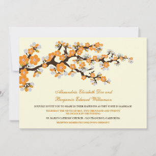 Einladung zur Hochzeit von Kirschblüten (Mandarine
