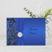 Einladung zur Hochzeit von Kobalt und schwarzen Da (Stehend Vorderseite)