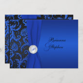 Einladung zur Hochzeit von Kobalt und schwarzen Da (Vorne/Hinten)