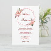 Einladung zur Hochzeit von Korallen & Blush Geomet (Stehend Vorderseite)