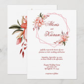 Einladung zur Hochzeit von Korallen & Blush Geomet (Vorne/Hinten)