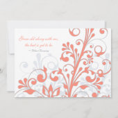 Einladung zur Hochzeit von Korallen, Grauweißblüte (Rückseite)