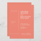 Einladung zur Hochzeit von Korallen mit minimaler  (Vorne/Hinten)