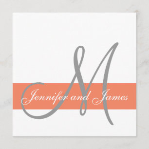 Einladung zur Hochzeit von Korallen Monogramm - N