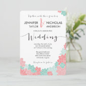 Einladung zur Hochzeit von Korallen und Minze-Blum (Stehend Vorderseite)