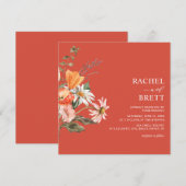Einladung zur Hochzeit von Korallen und Rosa (Vorne/Hinten)