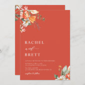 Einladung zur Hochzeit von Korallen und Rosa (Vorne/Hinten)