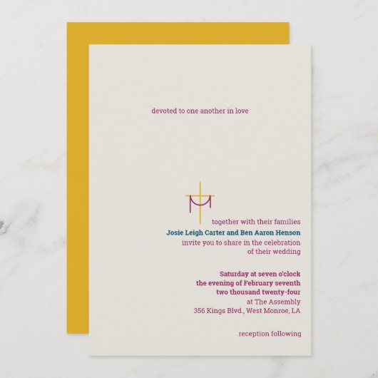 Einladung zur Hochzeit von Kreuz und Tuch (Vorne/Hinten)