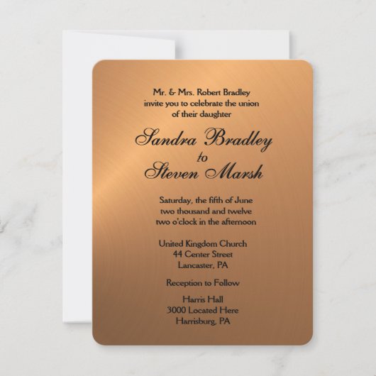 Einladung zur Hochzeit von Kupfer (Vorderseite)