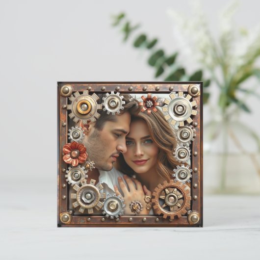 Einladung zur Hochzeit von Kupfer und Silver Steam (Stehend Vorderseite)