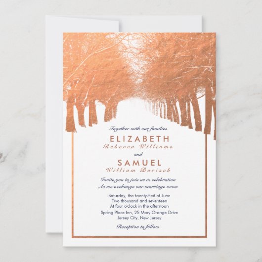 Einladung zur Hochzeit von Kupferwinterbaumen Aven (Vorderseite)