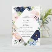 Einladung zur Hochzeit von Küstenfloralrahmen (Stehend Vorderseite)