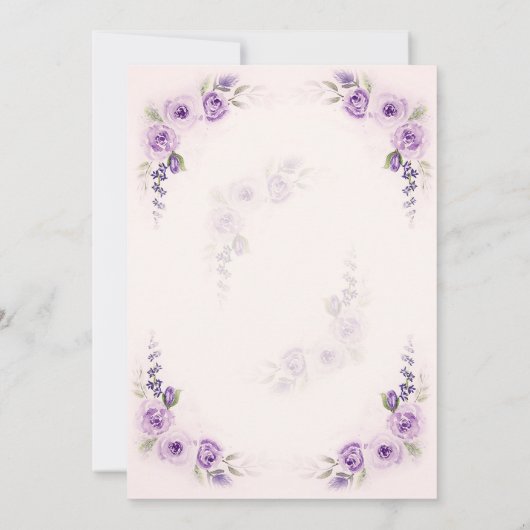 Einladung zur Hochzeit von Lavendel und Blush Rose (Rückseite)