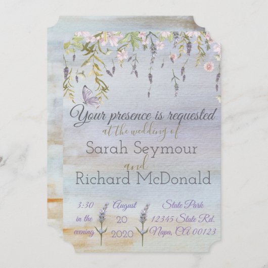 Einladung zur Hochzeit von Lavender Watercolor (Vorne/Hinten)