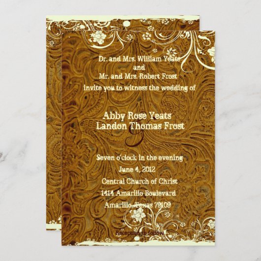 Einladung zur Hochzeit von Leder und Spitzen (Vorne/Hinten)