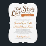 Einladung zur Hochzeit von Lieben<br><div class="desc">Teilen Sie die Geschichte,  wie Sie sich auf dieser Liebe Story Einladung. Cinnamon und braun mit Text zu personalisieren nur für Ihre Hochzeit im Herbst!</div>