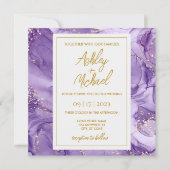 Einladung zur Hochzeit von lila Abstraktem Marmor (Vorderseite)