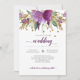 Einladung zur Hochzeit von lila Amethyst und Gold-