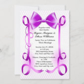 Einladung zur Hochzeit von lila Bögen und Bändern (Vorderseite)