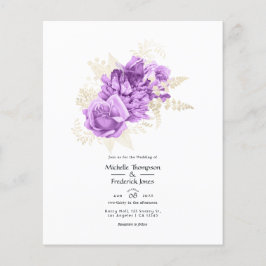 Einladung zur Hochzeit von lila und Elfenbeinblume Flyer
