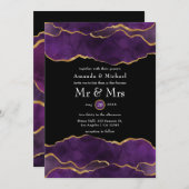 Einladung zur Hochzeit von lila und Gold Agate (Vorne/Hinten)