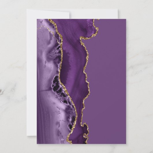 Einladung zur Hochzeit von lila- und Goldkalligrap (Rückseite)