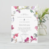 Einladung zur Hochzeit von lila und rosa süßen Erb (Stehend Vorderseite)