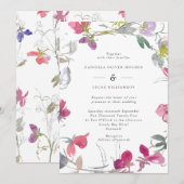 Einladung zur Hochzeit von lila und rosa süßen Erb (Vorne/Hinten)