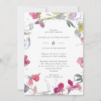 Einladung zur Hochzeit von lila und rosa süßen Erb