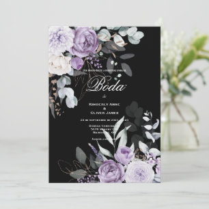 Einladung zur Hochzeit von lila und schwarzen Flüs