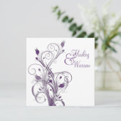 Einladung zur Hochzeit von Lila und weißen Blumen (Stehend Vorderseite)