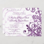 Einladung zur Hochzeit von lila und weißen Blumen (Vorne/Hinten)