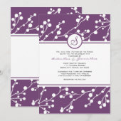 Einladung zur Hochzeit von Lila und weißen Blumen (Vorne/Hinten)