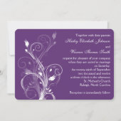 Einladung zur Hochzeit von lila und weißen Blumen (Rückseite)