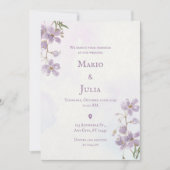 Einladung zur Hochzeit von lila Wasserfarben (Vorderseite)