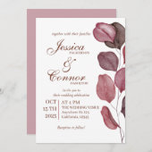 Einladung zur Hochzeit von lila Wasserfarben (Vorne/Hinten)