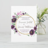 Einladung zur Hochzeit von lila Wasserfarben (Stehend Vorderseite)