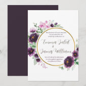 Einladung zur Hochzeit von lila Wasserfarben (Vorne/Hinten)