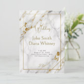 Einladung zur Hochzeit von Luxus-Gold und weißem M (Stehend Vorderseite)