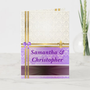 Einladung zur Hochzeit von Mauve und Creme Damask